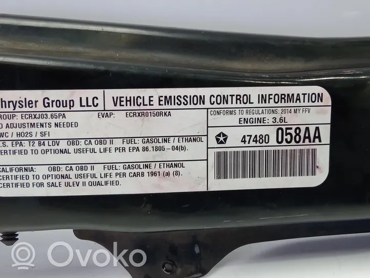 Chrysler Grand Voyager V Staffa del pannello di supporto del radiatore parte superiore 68023327AC