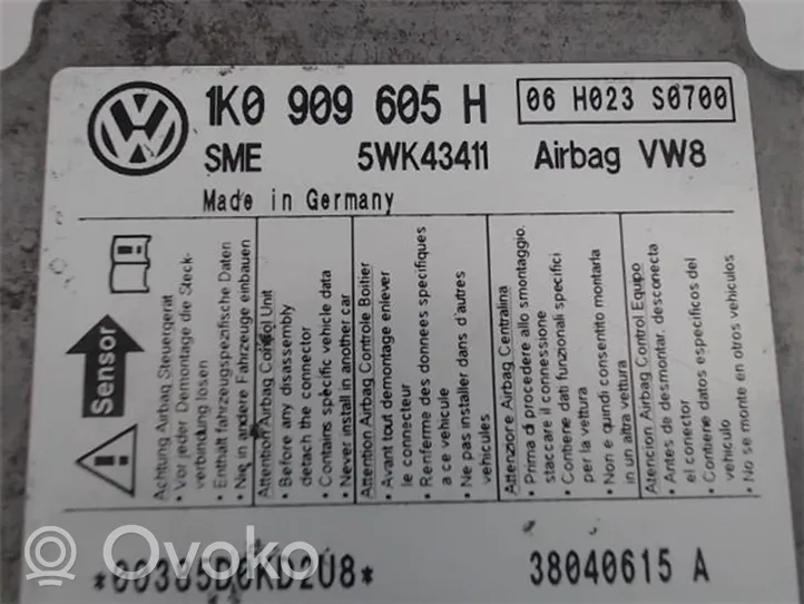 Volkswagen Golf V Sterownik / Moduł Airbag 1K0909605H