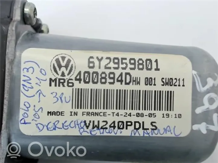 Volkswagen Polo IV 9N3 Silniczek podnośnika szyby drzwi przednich 6Y2959801