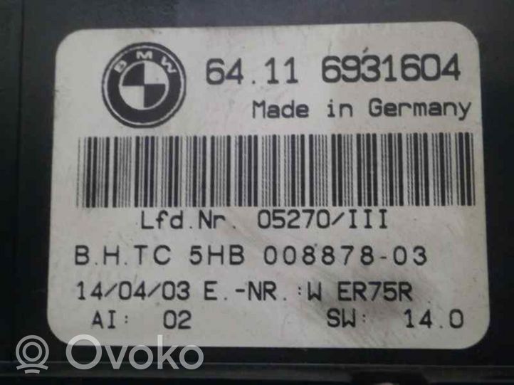 BMW 3 E36 Ilmastoinnin ohjainlaite 64116931604