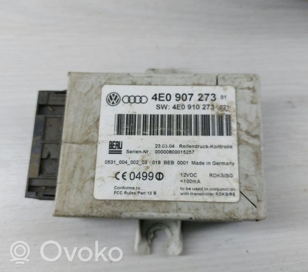 Audi A8 S8 D5 Sterownik / Moduł kontroli ciśnienia w oponach 4E0907273