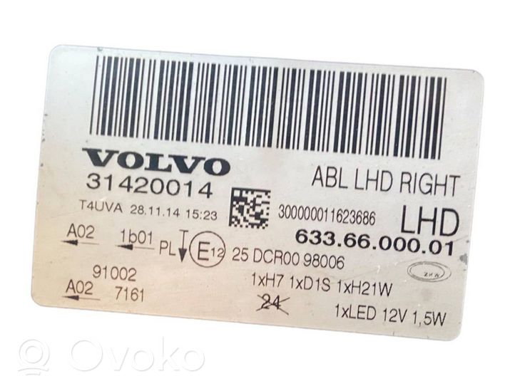 Volvo S80 Lampa przednia 31420014