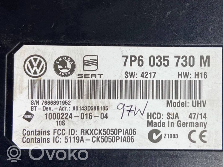 Volkswagen PASSAT CC Tālruņa vadības bloks 7P6035730M