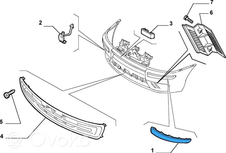 Fiat Punto (188) Modanatura separatore del paraurti anteriore 735272738