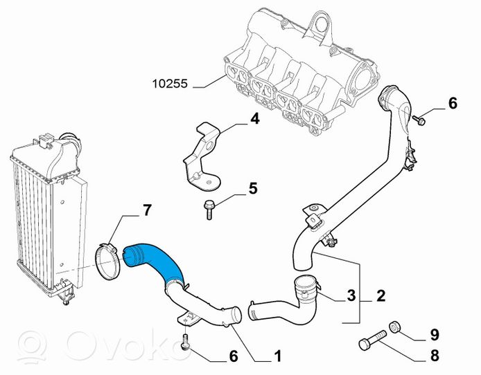 Fiat 500 Tube d'admission de tuyau de refroidisseur intermédiaire 68073786AB