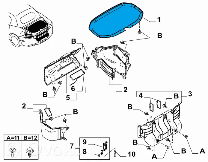 Fiat 124 Spider Muu vararenkaan verhoilun elementti 6000614395