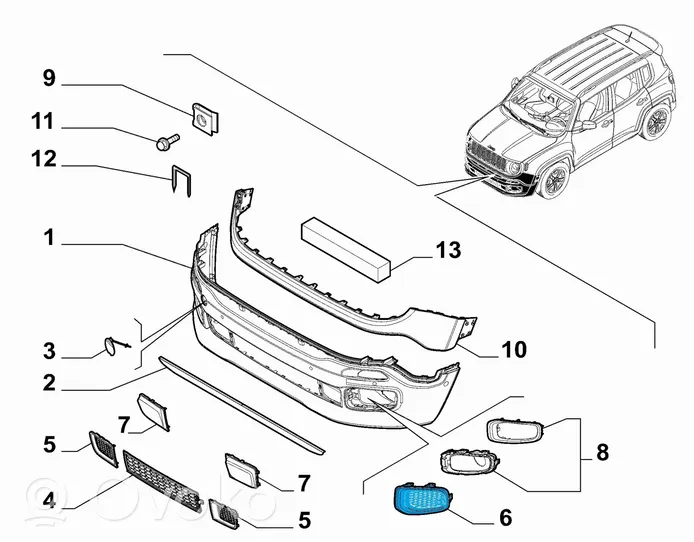 Jeep Renegade Mascherina inferiore del paraurti anteriore 735599433