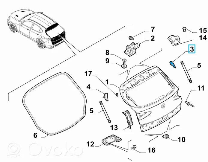 Alfa Romeo Stelvio Support de levage de hayon 50550384