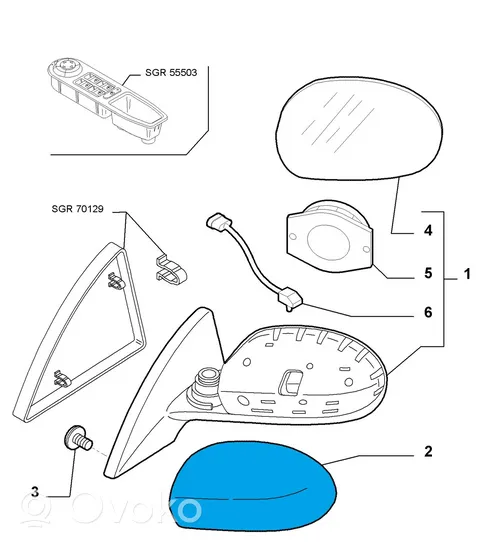 Alfa Romeo 159 Copertura in plastica per specchietti retrovisori esterni 156053011