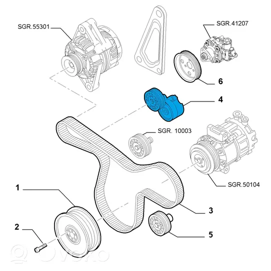 Alfa Romeo Mito Tendicinghia dell’alternatore 55190813