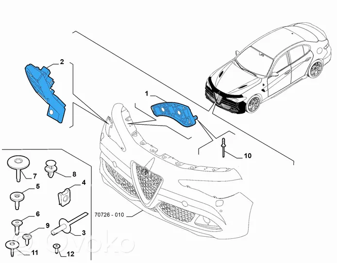 Alfa Romeo Giulia Передний держатель бампера 50549523