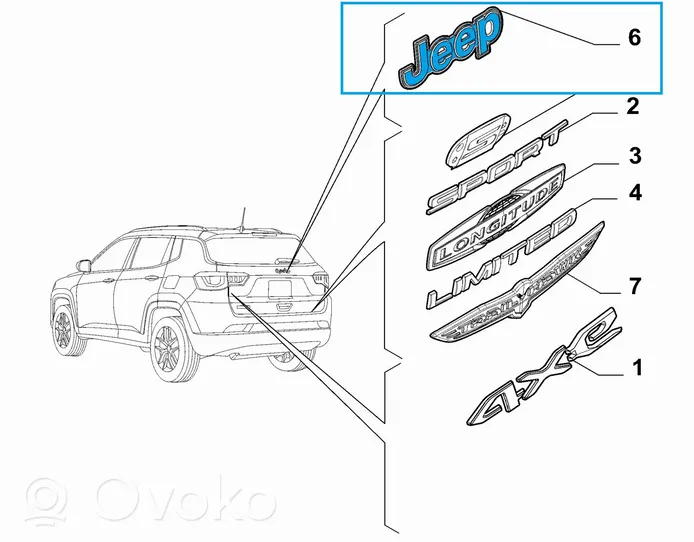 Jeep Compass Emblemat / Znaczek tylny / Litery modelu 68495941AA