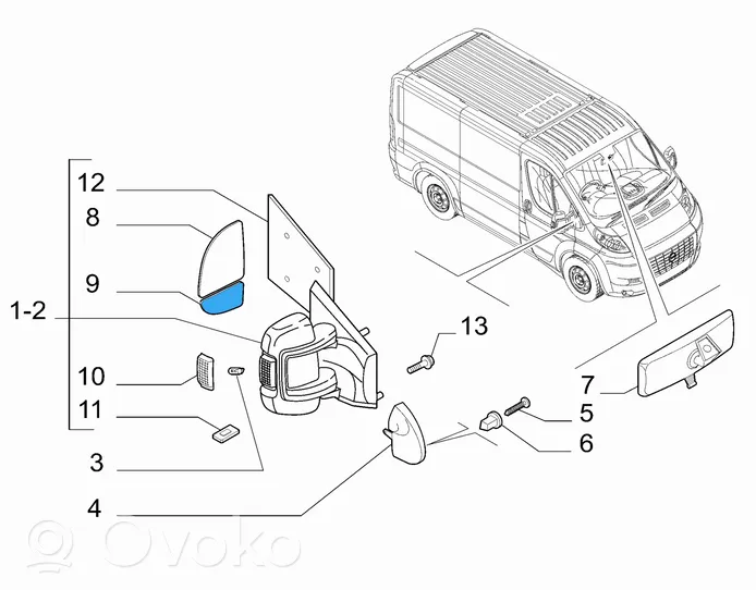 Fiat Ducato Veidrodėlio stiklas (dvidurio) 71748250