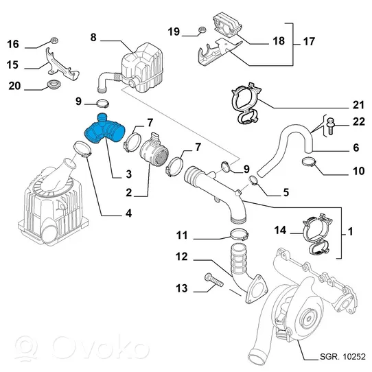 Alfa Romeo 159 Air intake hose/pipe 55197036