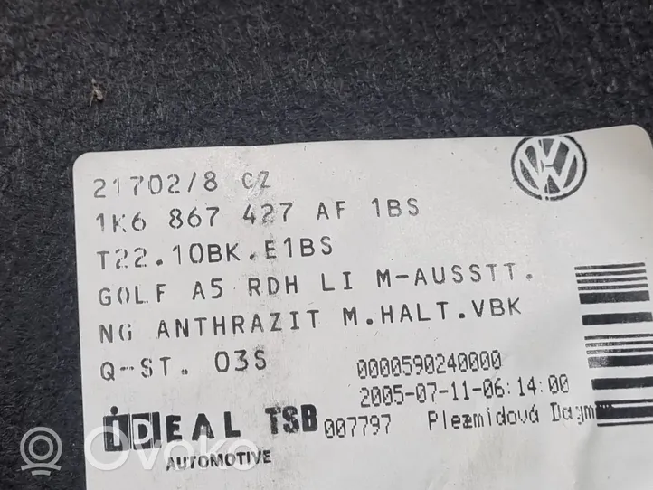 Volkswagen Golf V Boczek / Tapicerka / bagażnika 1K6867427AF