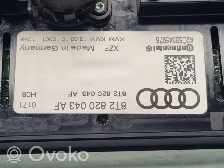 Audi A4 S4 B8 8K Блок управления кондиционера воздуха / климата/ печки (в салоне) 8T2820043AF