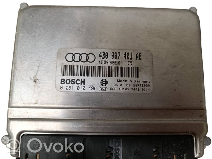 Audi A6 S6 C5 4B Moottorin ohjainlaite/moduuli 4B0907401AE