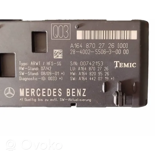 Mercedes-Benz ML W164 Takaluukun/tavaratilan ohjainlaite/moduuli A1648702726