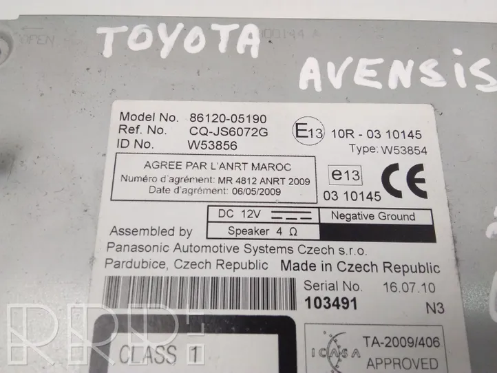 Toyota Avensis T270 Radio/CD/DVD/GPS-pääyksikkö 8612005190