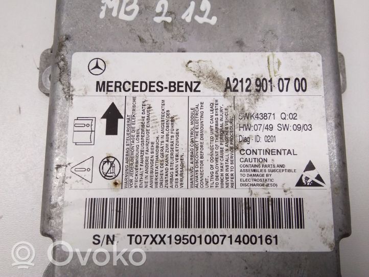 Mercedes-Benz E W212 Centralina/modulo airbag A2129010700