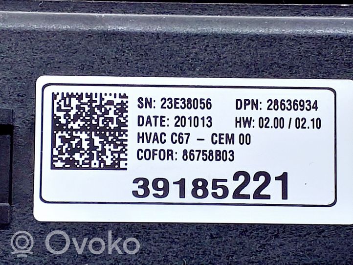 Opel Corsa F Sisätuulettimen ohjauskytkin 39185221