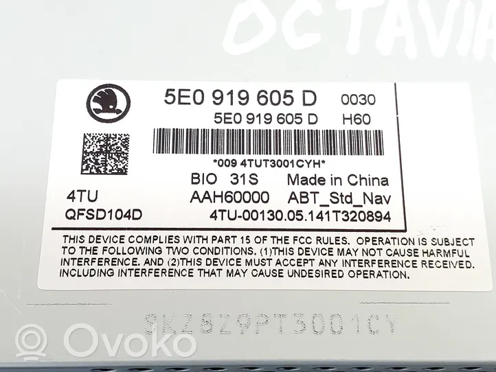 Skoda Octavia Mk3 (5E) Unité principale radio / CD / DVD / GPS 5E0919605D