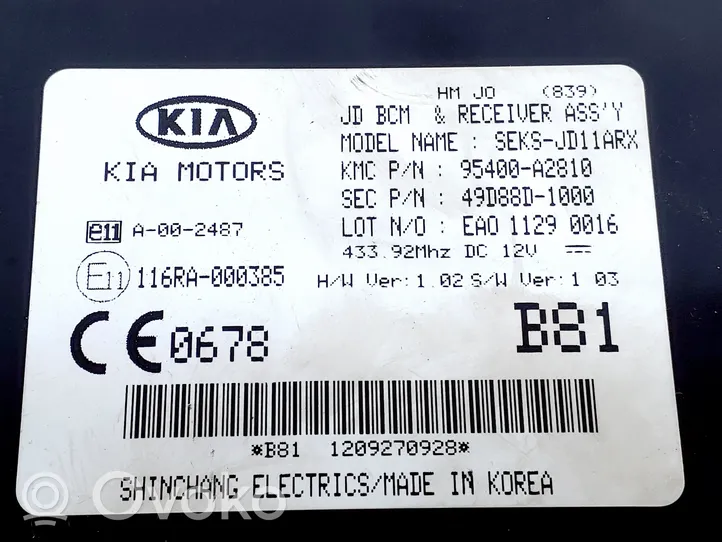 KIA Ceed Unidad de control/módulo de carrocería central 95400A2810