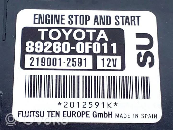 Toyota Verso Inne wyposażenie elektryczne 892600F011