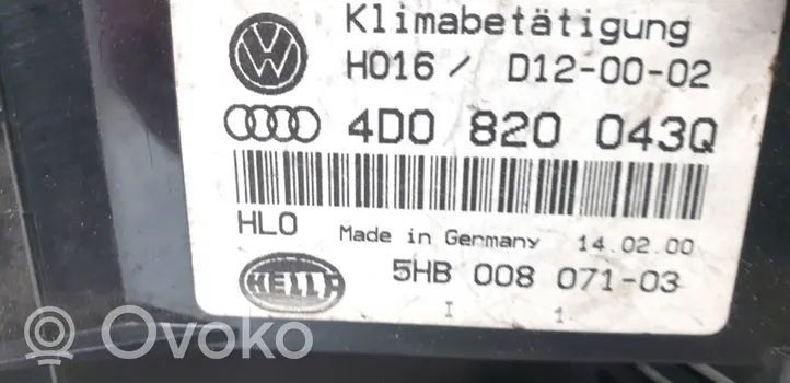 Audi A8 S8 D2 4D Module unité de contrôle climatisation 4D0820043Q