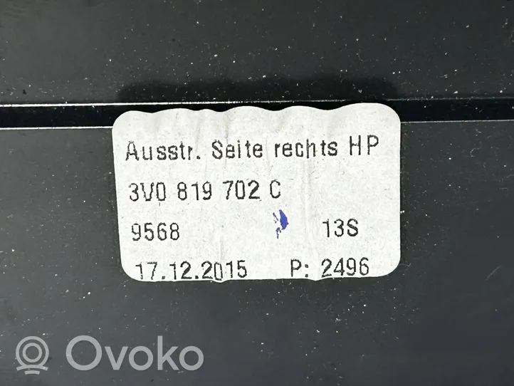 Skoda Superb B8 (3V) Rejilla de ventilación trasera 3V0819702C