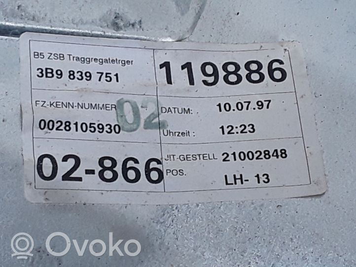 Volkswagen PASSAT B5 Ręczny podnośnik szyby drzwi tylnych 3B9839751