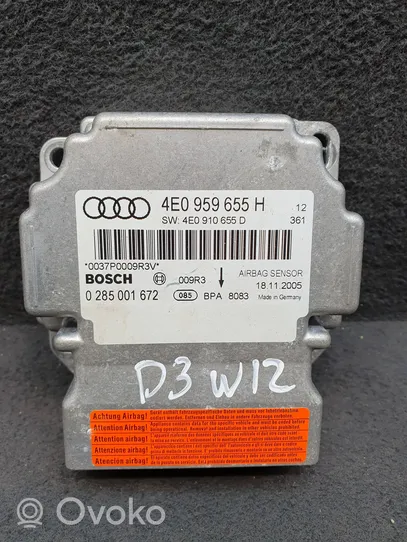 Audi A8 S8 D3 4E Turvatyynyn ohjainlaite/moduuli 4E0959655H