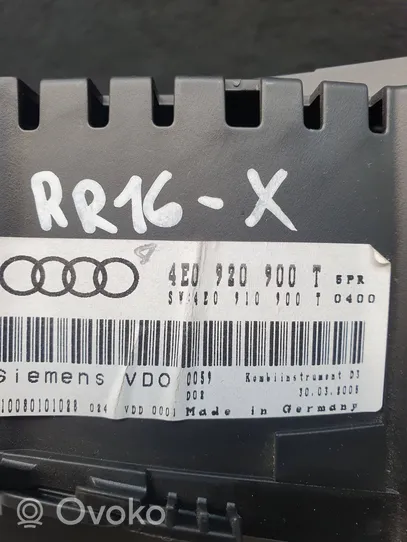 Audi A8 S8 D3 4E Compteur de vitesse tableau de bord 4E0920900T