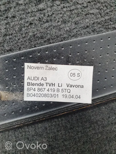 Audi A3 S3 A3 Sportback 8P Ozdoba tunelu środkowego 8P0857951