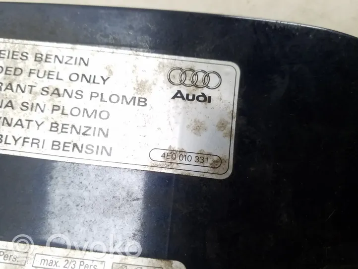 Audi A8 S8 D3 4E Bouchon, volet de trappe de réservoir à carburant 4E0010339G