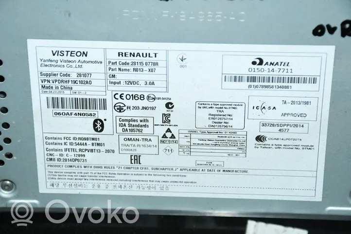 Renault Twingo III Unità principale autoradio/CD/DVD/GPS 281150778R