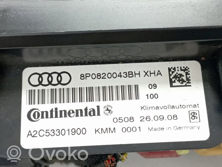 Audi A3 S3 A3 Sportback 8P Oro kondicionieriaus/ klimato/ pečiuko valdymo blokas (salone) 8P0820043BH