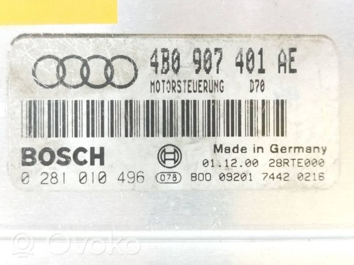 Audi A6 S6 C5 4B Moottorin ohjainlaite/moduuli 4B0907401AE