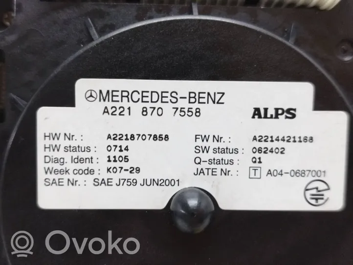Mercedes-Benz S W221 Multifunkcinis valdymo jungtukas/ rankenėlė A2218707558