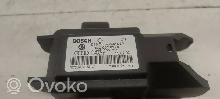 Volkswagen PASSAT B5 Vakaajan pitkittäiskiihtyvyystunnistin (ESP) 4B0907637A