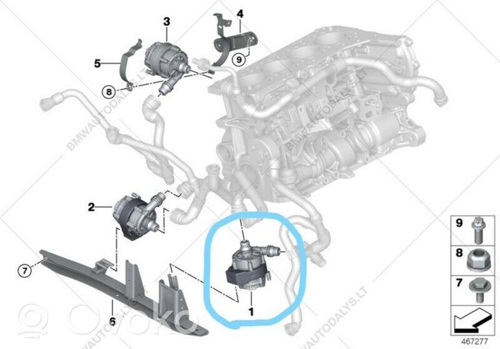 BMW 3 F30 F35 F31 Pompa elettrica dell’acqua/del refrigerante ausiliaria 863823902