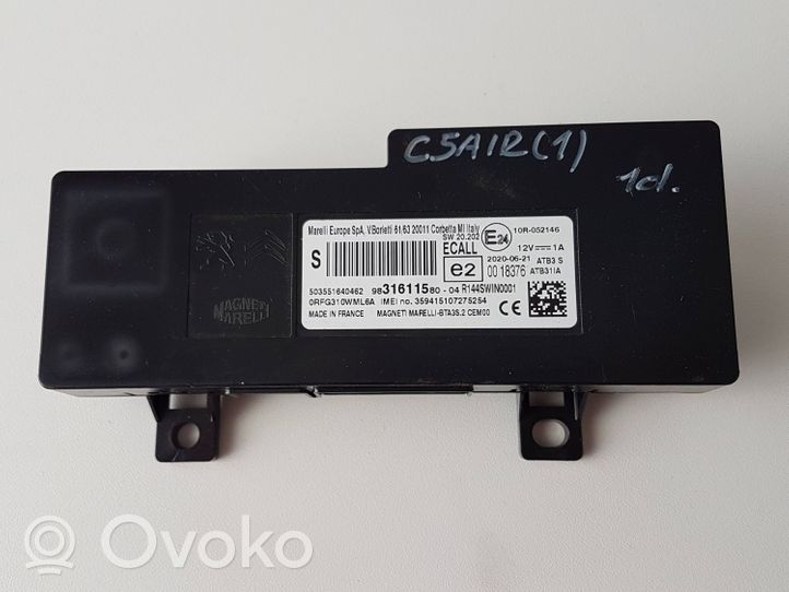 Citroen C5 Aircross Bluetoothin ohjainlaite/moduuli 9831611580