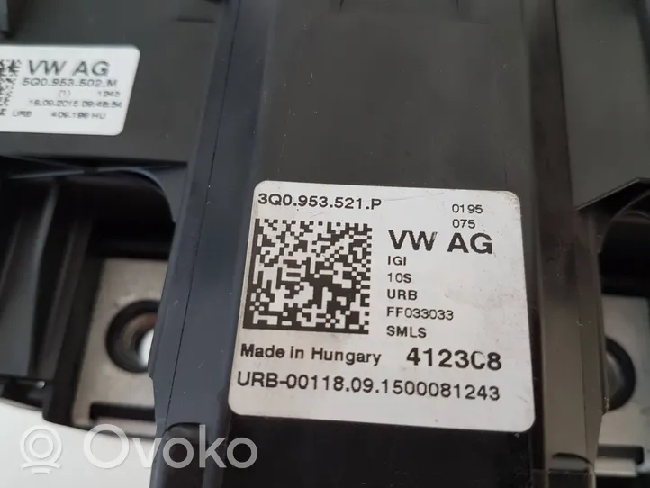 Volkswagen PASSAT B8 Interruptor/palanca de limpiador de luz de giro 3Q0953521P