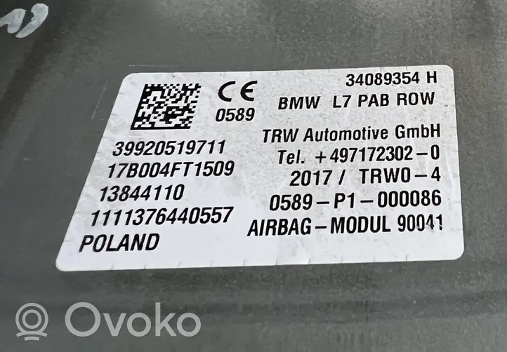 BMW 3 F30 F35 F31 Poduszka powietrzna Airbag pasażera 34089354