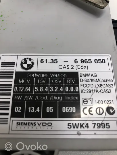 BMW 5 E60 E61 Komputer / Sterownik ECU i komplet kluczy 6965050