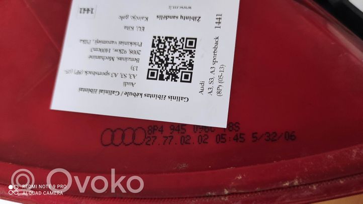 Audi A3 S3 A3 Sportback 8P Aizmugurējais lukturis virsbūvē 9P4945096C