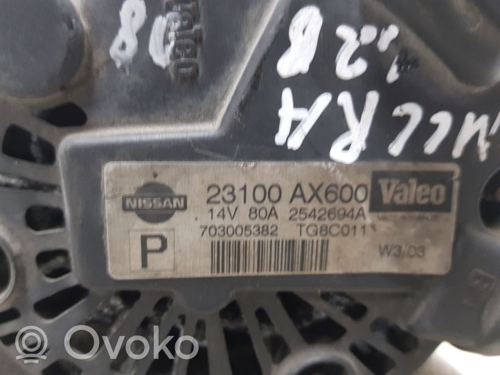 Nissan Micra Alternator 23100AX600