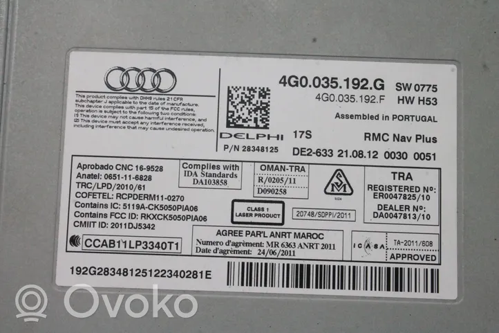 Audi A7 S7 4G Panel / Radioodtwarzacz CD/DVD/GPS 4G0035192G