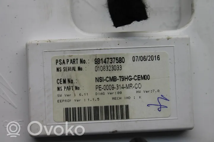 Peugeot 308 Komputer / Sterownik ECU i komplet kluczy 9814826280