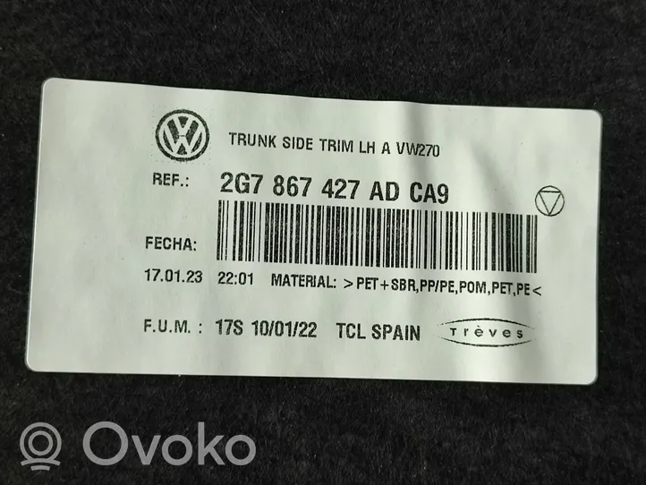 Volkswagen Taigo Rivestimento pannello laterale del bagagliaio/baule 2G7867427AD